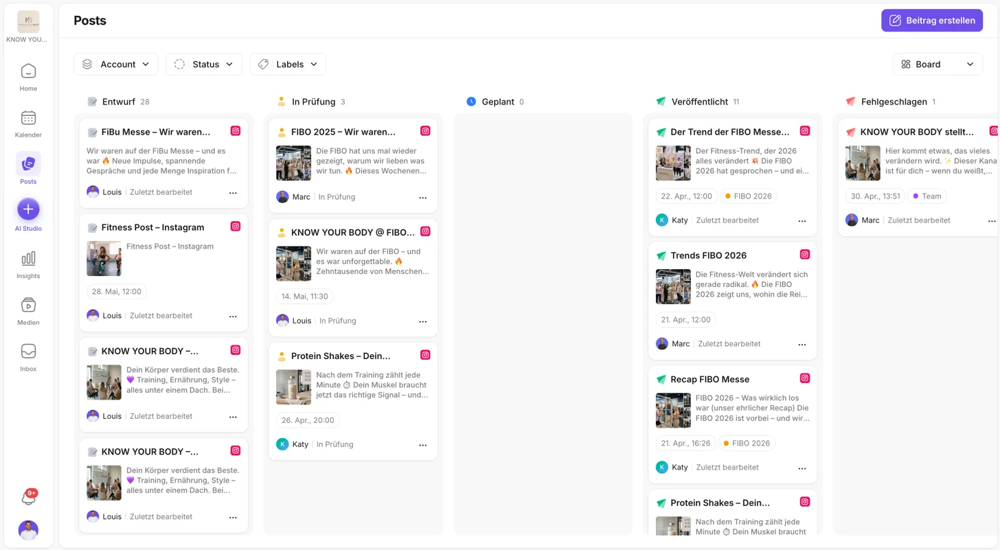 Posts board – content workflow from idea to publication
